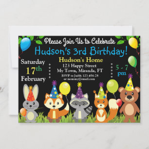 invitación de cumpleaños a los animales de bosque