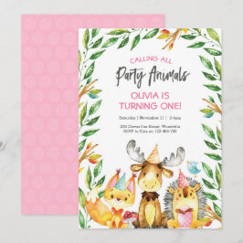 Invitación de cumpleaños a los animales de fiesta