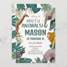 Invitación de cumpleaños a los animales de safari 