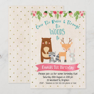 Invitación de cumpleaños a los animales de Woodlan