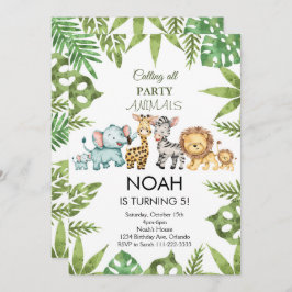 Invitación de cumpleaños a los animales del Safari