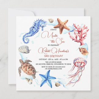 Invitación de cumpleaños a los animales oceánicos