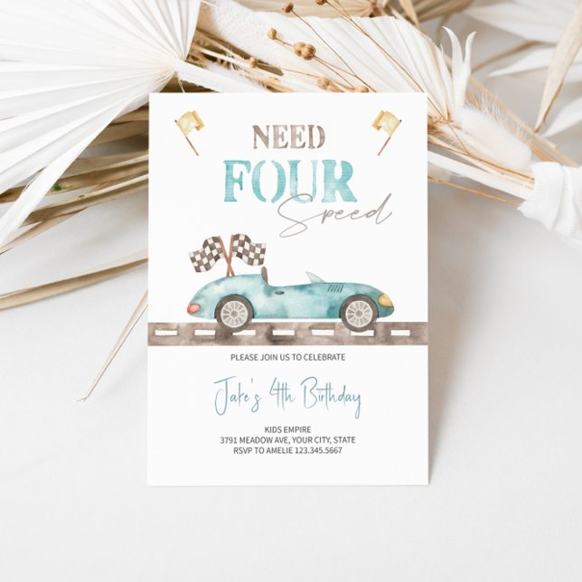 Invitación de cumpleaños a los autos Blue Retro Ra (Subido por el creador)