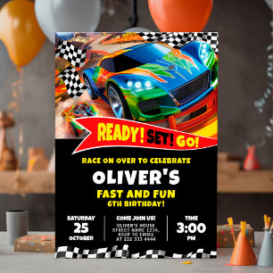 Invitación de cumpleaños a los autos de carrera