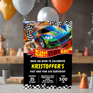Invitación de cumpleaños a los autos de carrera