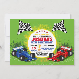 Invitación de cumpleaños a los autos de carrera