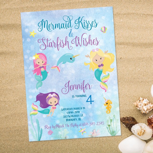 Invitación de cumpleaños a los besos de sirena (Subido por el creador)