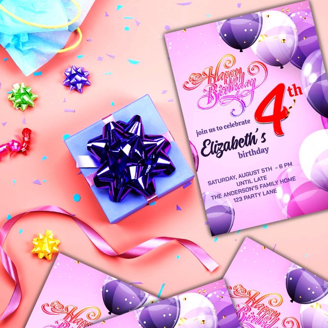 INVITACIÓN DE CUMPLEAÑOS A LOS CHICAS DE 4 AÑOS (Subido por el creador)