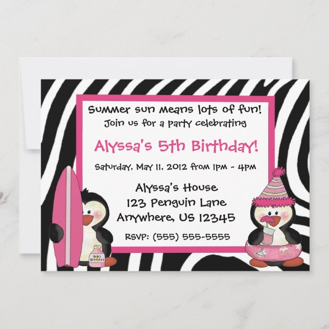 Invitación de cumpleaños a los Chicas de impresión (Anverso)