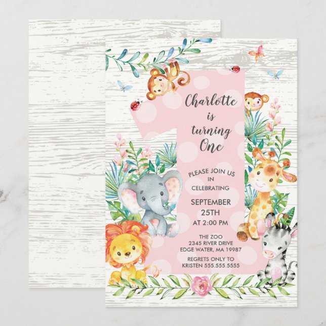 Invitación de cumpleaños a los Chicas grandes de C (Anverso / Reverso)