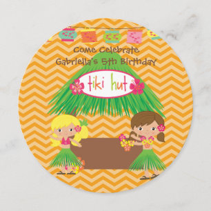 Invitación de cumpleaños a los Chicas hula Tiki Hu