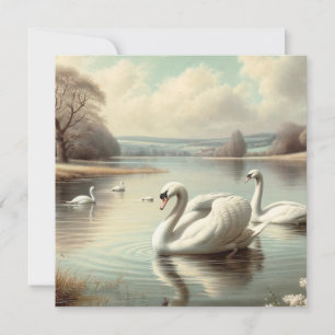 Invitación de cumpleaños a los cisnes por el lago