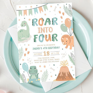 Invitación de cumpleaños a los dinosaurios Cuatro