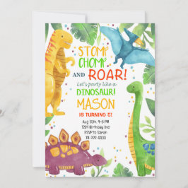Invitación de cumpleaños a los dinosaurios de colo