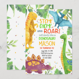 Invitación de cumpleaños a los dinosaurios de colo