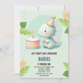 Invitación de cumpleaños a los dinosaurios de Cute