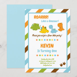 Invitación de cumpleaños a los dinosaurios Dino-Mi
