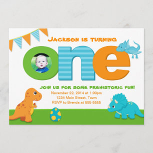Invitación de cumpleaños a los dinosaurios Primer