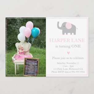 Invitación de cumpleaños a los elefantes rosados y