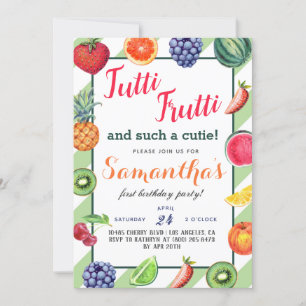 Invitación de cumpleaños a los Frutos Tutti Frutti