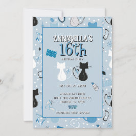 Invitación de cumpleaños a los gatos de corazón az