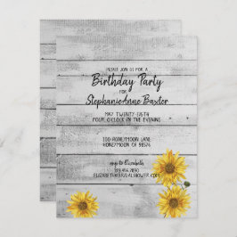 Invitación de cumpleaños a los girasoles de madera
