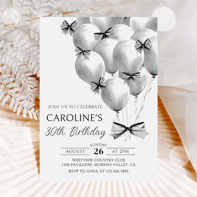 Invitación de cumpleaños a los globos Black Bow (Subido por el creador)