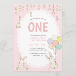 Invitación de cumpleaños a los globos de conejo li