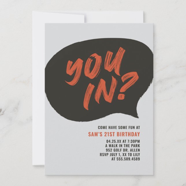 Invitación de cumpleaños a los hombres (Anverso)