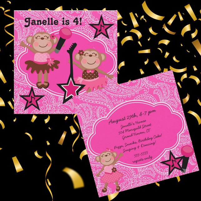 Invitación de cumpleaños a los monos Rock Star (Subido por el creador)