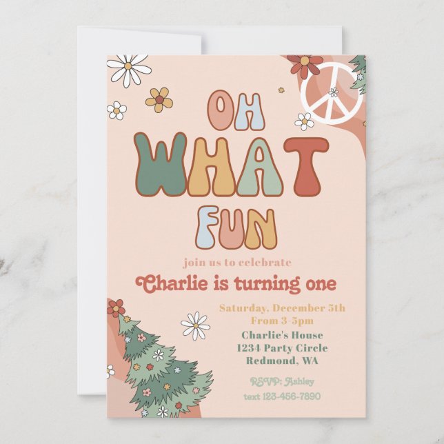 Invitación de cumpleaños a los Navidades Groovy |  (Anverso)
