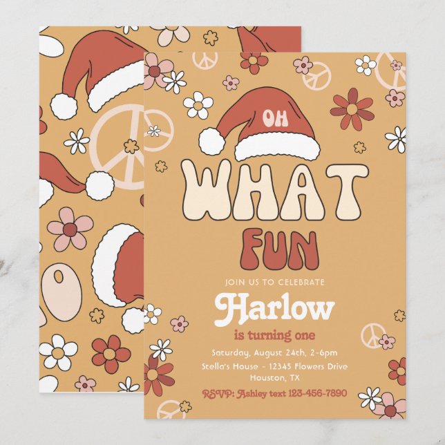 Invitación de cumpleaños a los Navidades Groovy |  (Anverso / Reverso)