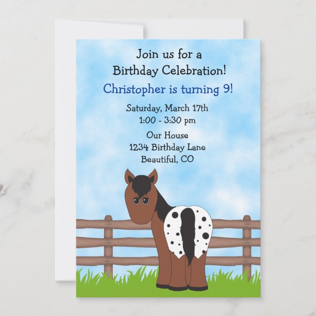 Invitación de cumpleaños a los niños (Anverso)