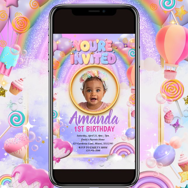 Invitación de cumpleaños a los niños arcoiris colo (Subido por el creador)