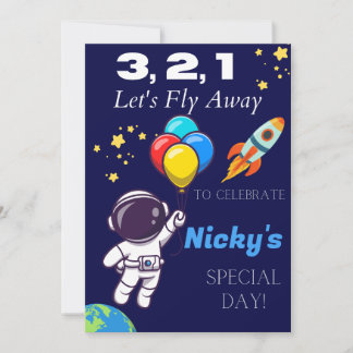 Invitación de cumpleaños a los niños astronautas