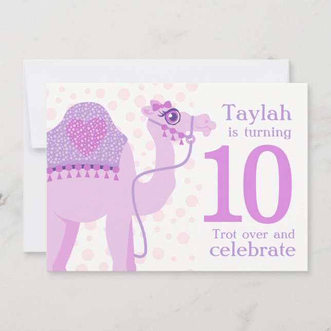 Invitación de cumpleaños a los niños camellos que  (Anverso)