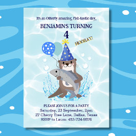 Invitación de cumpleaños a los niños con agua azul