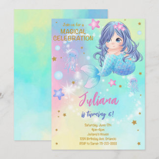 Invitación de cumpleaños a los niños con sirena má