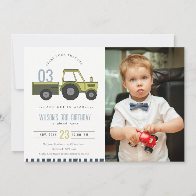Invitación de cumpleaños a los niños de la foto de (Anverso)