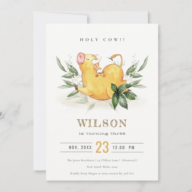Invitación de cumpleaños a los niños de la granja  (Anverso)