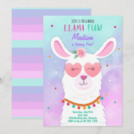 Invitación de cumpleaños a los niños de Llama de g