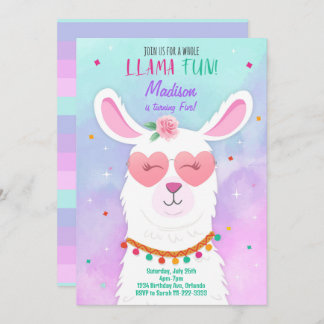 Invitación de cumpleaños a los niños de Llama de g