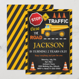 Invitación de cumpleaños a los niños de los camion