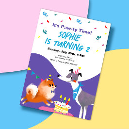 Invitación de cumpleaños a los niños de Paw-ty