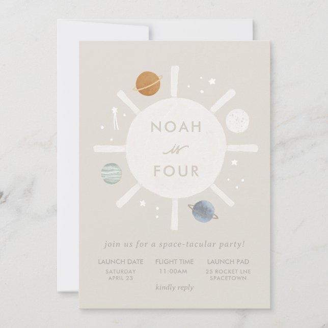 Invitación de cumpleaños a los niños del espacio s (Anverso)