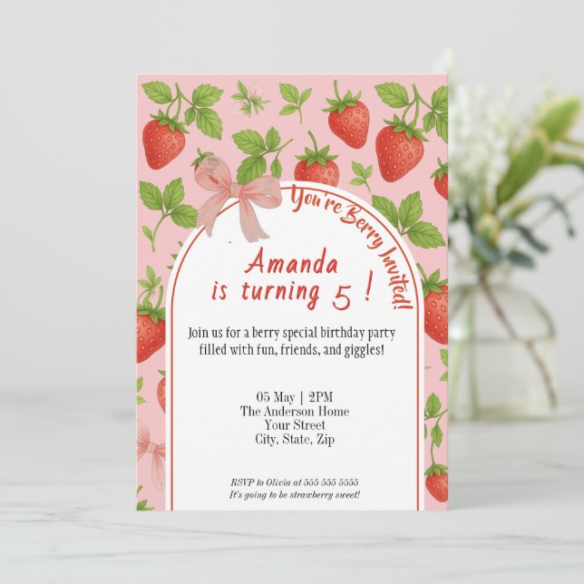 Invitación de cumpleaños a los niños dulces de fre (Anverso de pie)