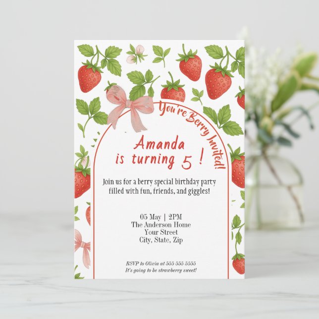 Invitación de cumpleaños a los niños dulces de fre (Anverso de pie)