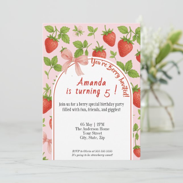 Invitación de cumpleaños a los niños dulces de fre (Anverso de pie)