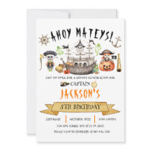 Invitación de cumpleaños a los niños piratas de Ha