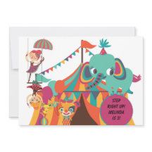 Invitación de cumpleaños a los niños retro Circus